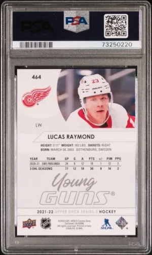 2021-22 Upper Deck LUCAS RAYMOND Young Guns YG Rookie RC #484 PSA 9 PSA9 back